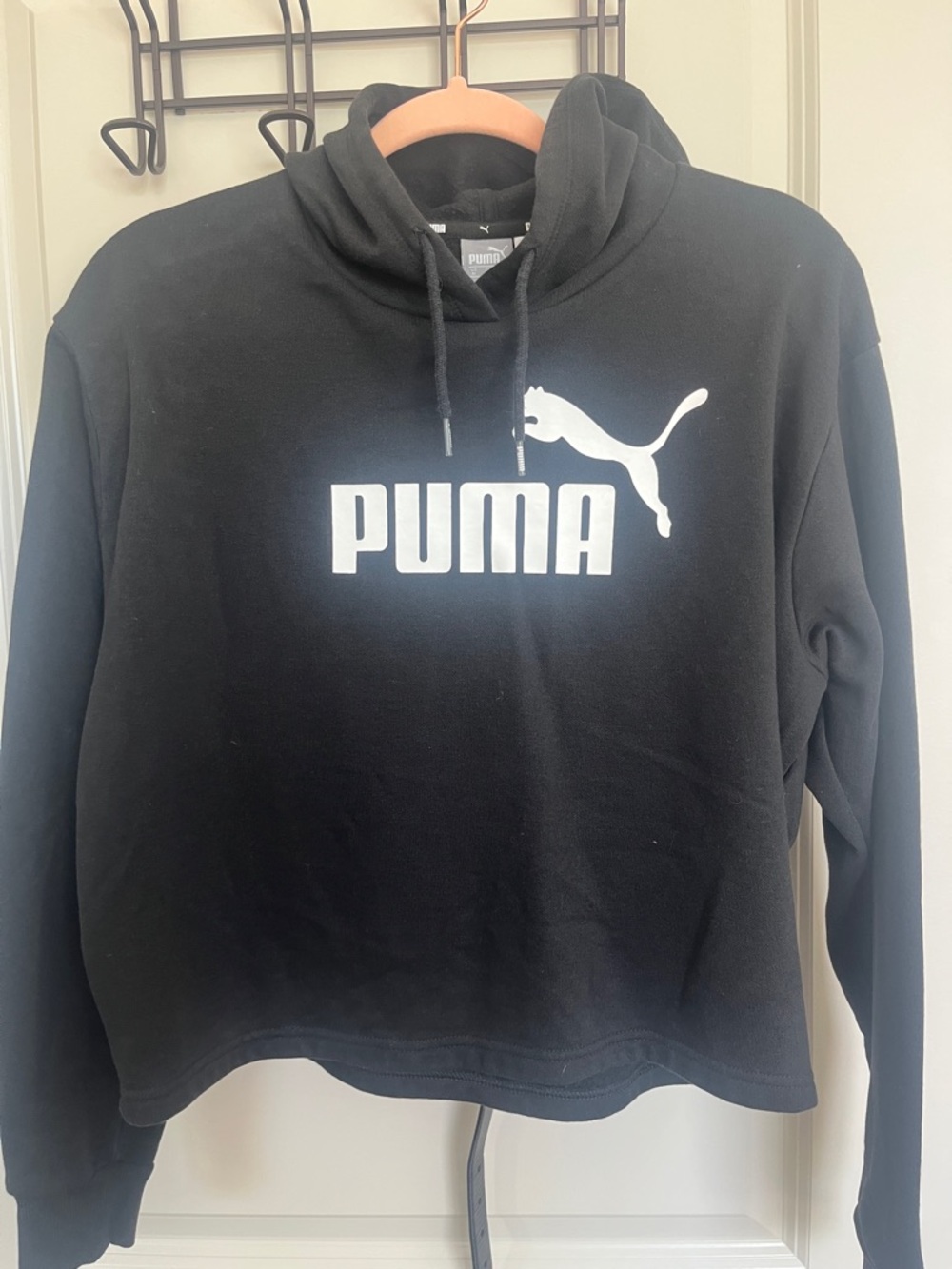Puma Black Hoodie with White Logo Print